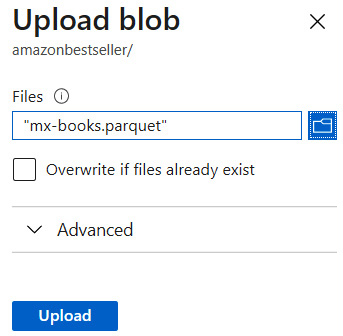 Figure 5.12 – Create a storage account – Upload blob
