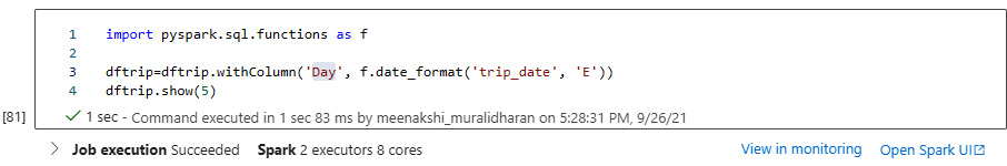 Figure 5.36 – Adding a new Day column 
