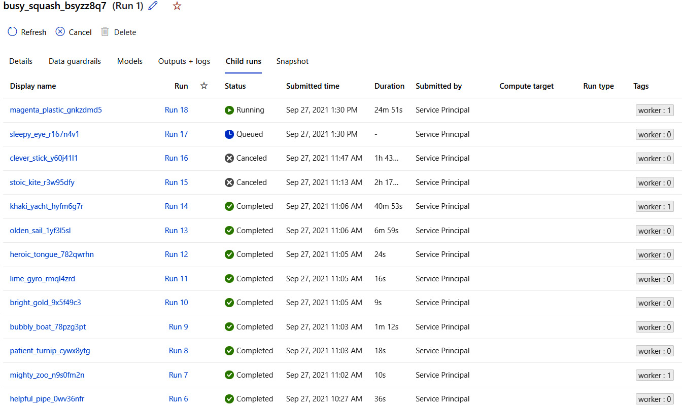 Figure 6.10 – The model training status run view
