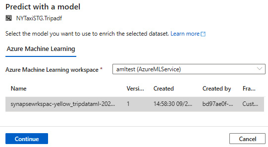 Figure 6.19 – Select a model from the linked Azure Machine Learning workspace
