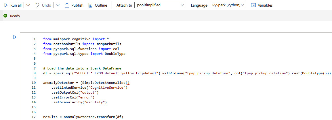 Figure 6.32 – The Anomaly Detector code generated