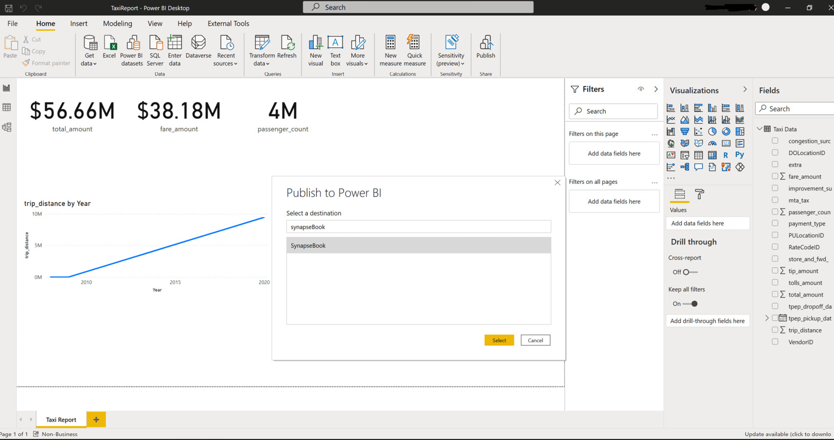 Figure 7.11 – Publish a report using Power BI Desktop
