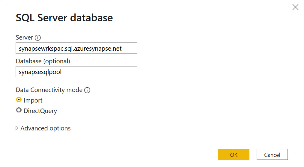 Figure 7.15 – The Import query connectivity mode 
