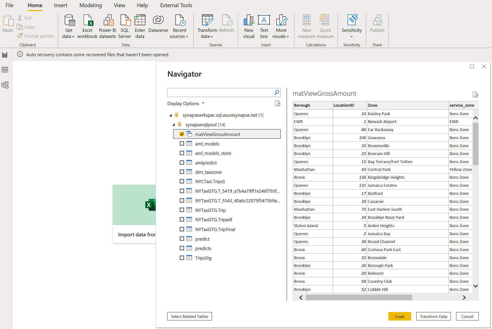 Figure 7.24 – Connected to the view in Power BI
