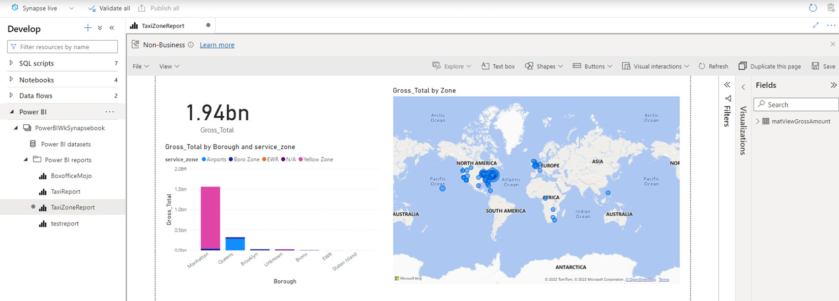 Figure 7.26 – Access the Power BI report from the Synapse workspace
