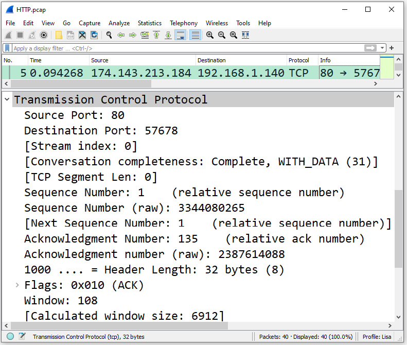 Figure 4.14 – The expanded TCP header
