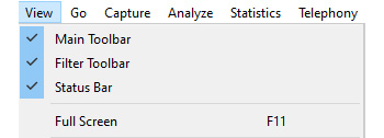 Figure 4.18 – The View menu toolbars and Full Screen options
