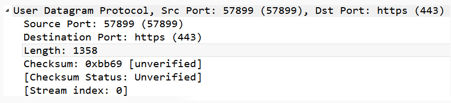 Figure 4.27 – A UDP header with an expanded subtree
