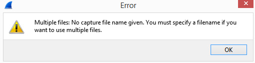 Figure 5.5 – An error message in the capture options
