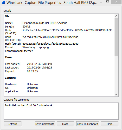 Figure 5.12 – The Capture File Properties window
