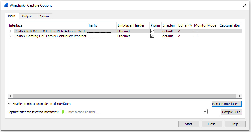 Figure 7.12 – Location to add a capture filter 
