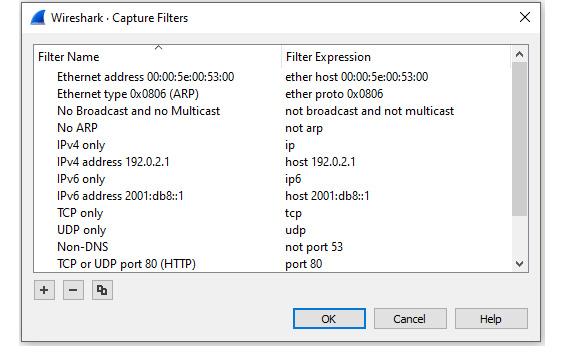 Figure 7.13 – Capture Filters dialog box
