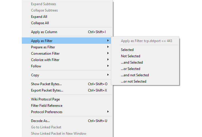 Figure 7.21 – Right-click to view filter shortcuts
