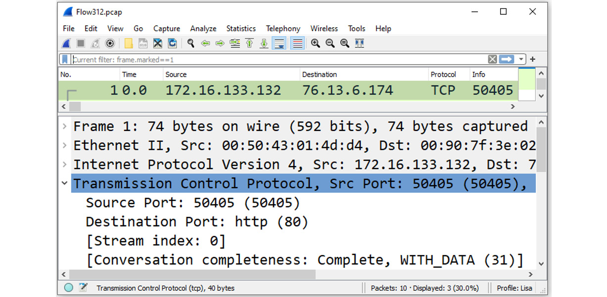 Figure 10.9 – TCP header 40 bytes
