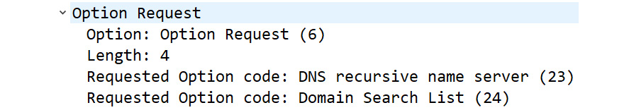 Figure 14.4 – DHCPv6 Option Request
