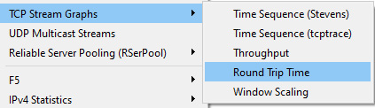 Figure 17.3 – TCP Stream Graphs menu
