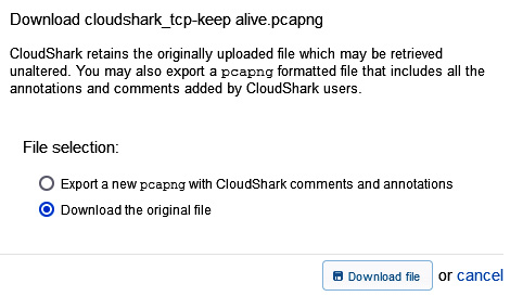 Figure 17.11 – Export file from CloudShark
