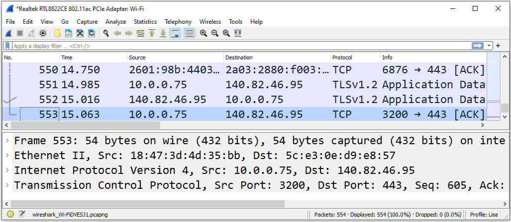 Figure 18.13 – Temporary file in Wireshark
