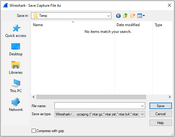 Figure 18.15 – The Save Capture File As dialog box 
