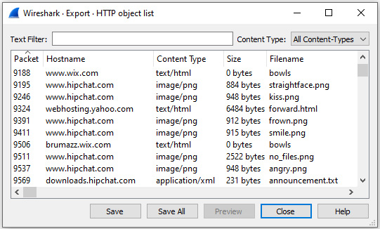 Figure 18.19 – HTTP object list
