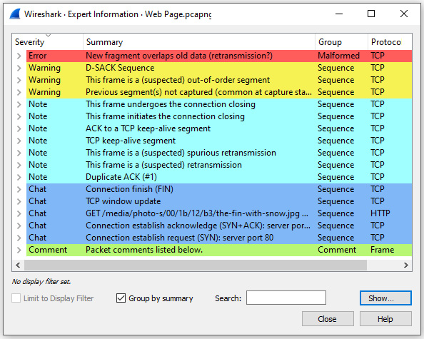 Figure 18.24 – Expert Information: show comments
