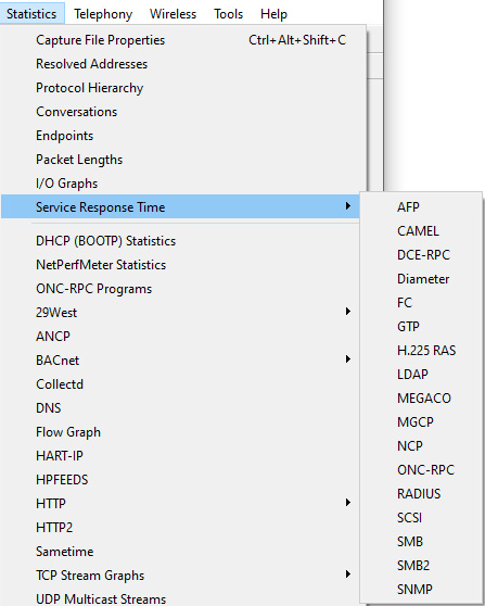 Figure 19.3 – Service Response Time menu
