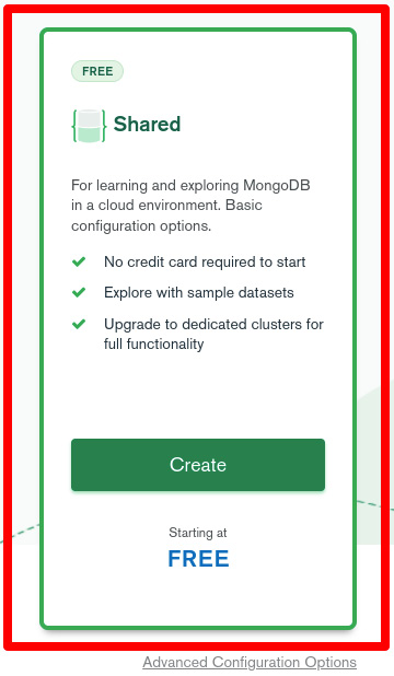 Figure 2.8 – Choose the Shared Cluster on MongoDB Atlas
