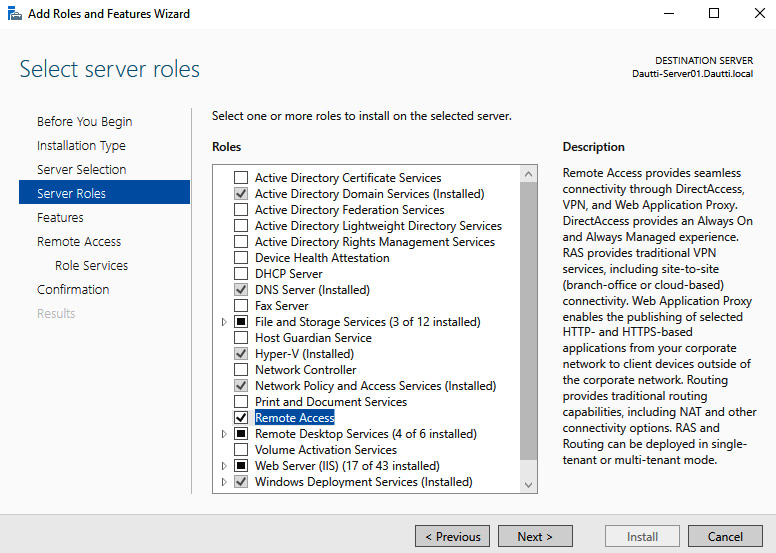 Figure 6.12 – Adding the Remote Access role in Windows Server 2022
