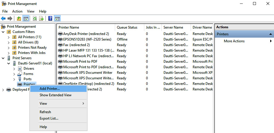 Figure 6.23 – Adding printers with printer pooling in Windows Server 2022

