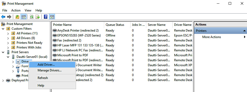 Figure 6.26 – Deploying print drivers and the Print Management console in Windows Server 2022
