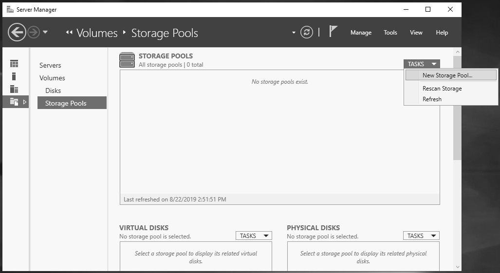 Figure 9.7 – Creating a new storage pool in Windows Server 2022
