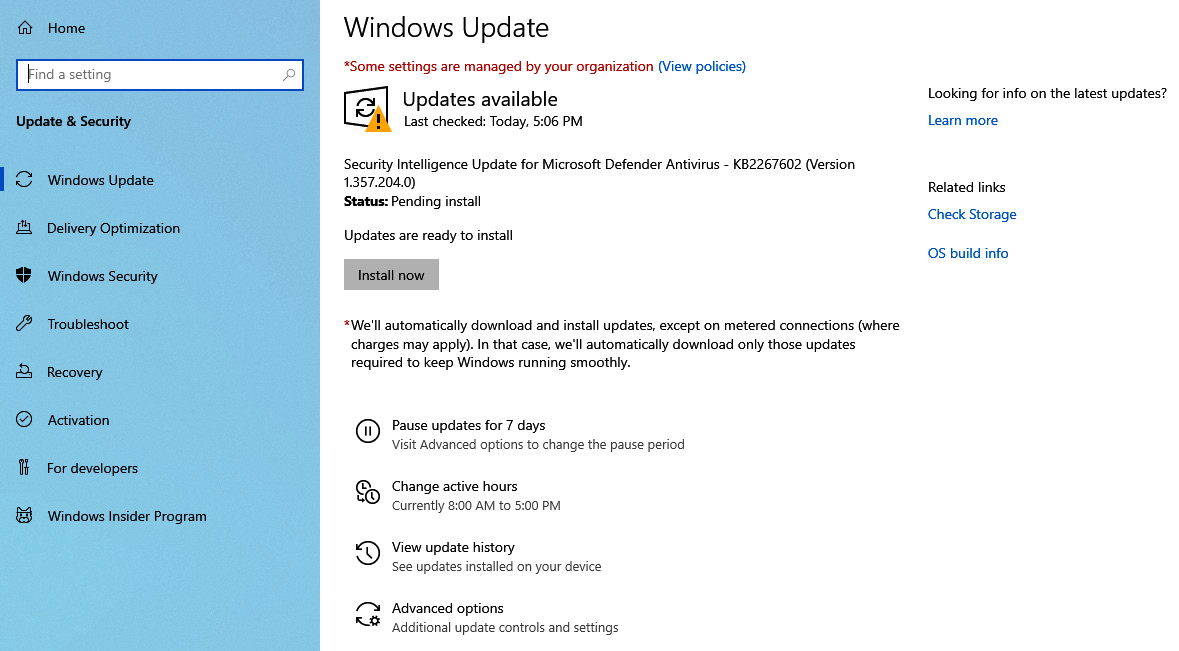 Figure 11.2 – Windows Update user interface
