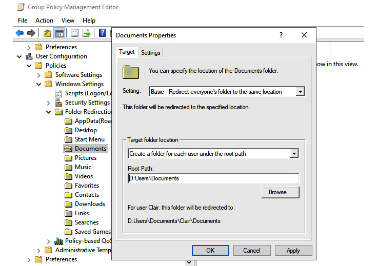 Figure 11.17 – Creating a GPO for folder redirection
