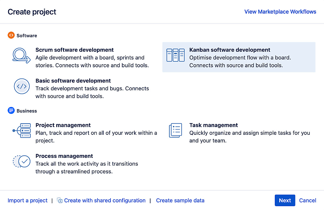 Figure 3.11 – Creating a Kanban project

