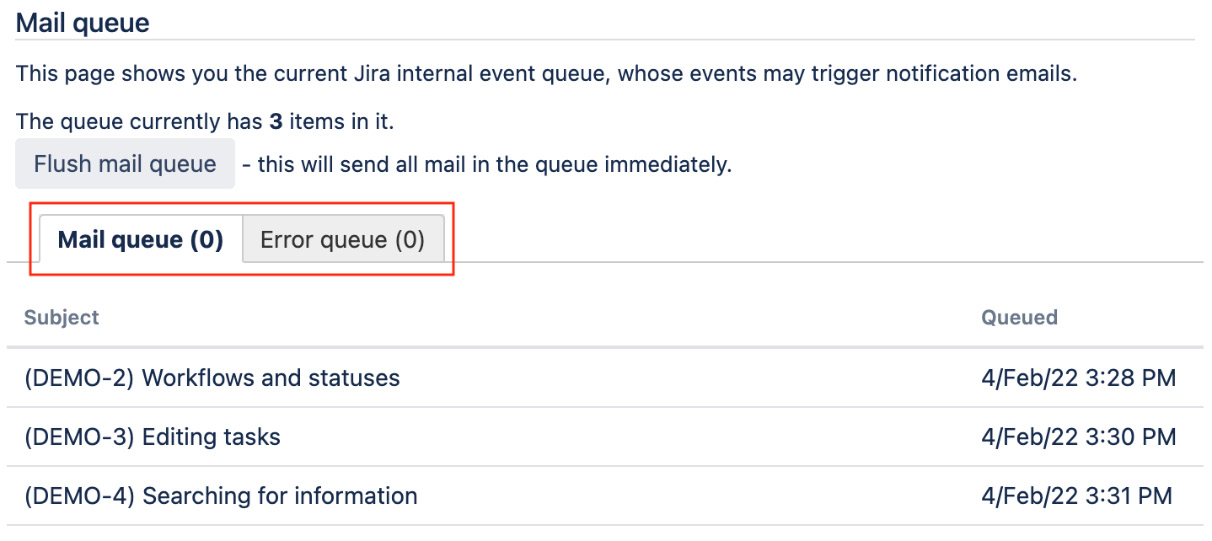 Figure 8.5 – The Mail queue page
