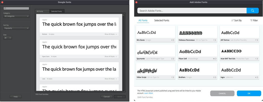 Figure 11.14 – Adding a web font using Google Fonts or Adobe Fonts 
