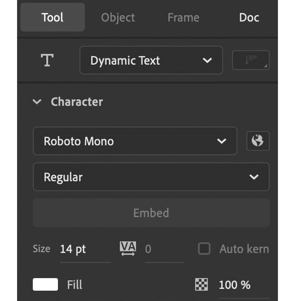 Figure 11.16 – Text Tool properties
