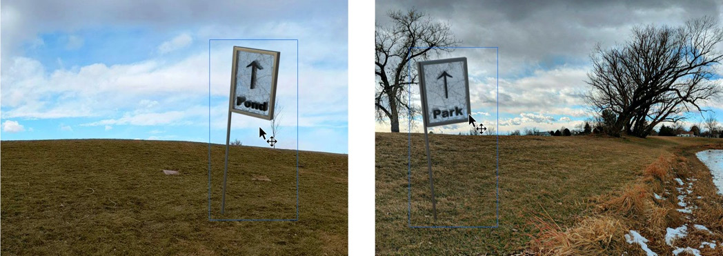 Figure 12.12 – Positioning the signs properly in each scene
