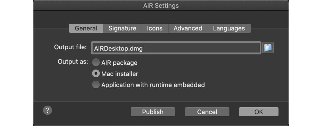 Figure 2.11– AIR for Desktop produces an AIR package or application installer

