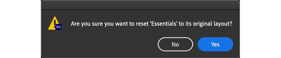 Figure 3.16 – Resetting a workspace
