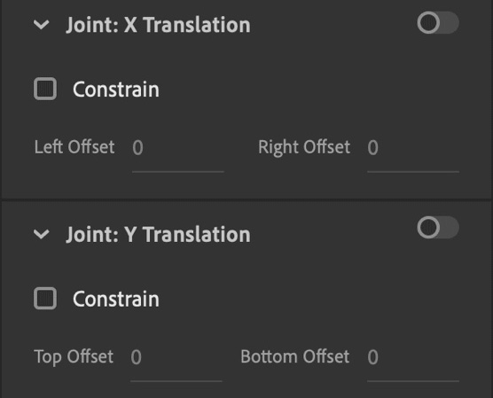 Figure 8.17 – Joint: X Translation and Joint: Y Translation properties
