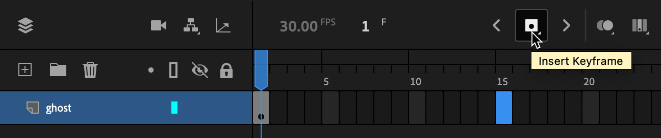 Figure 9.15 – A keyframe is created at frame 15
