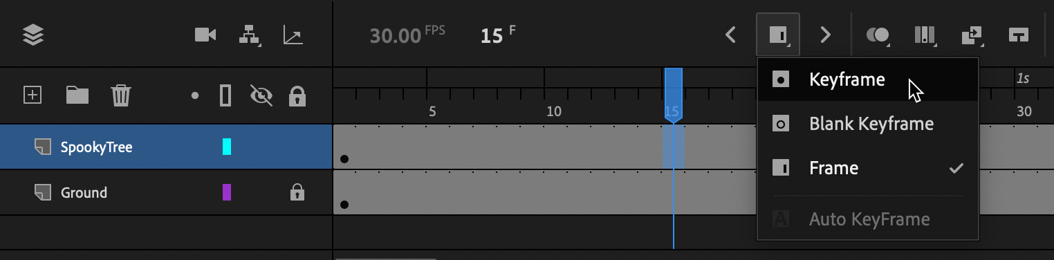 Figure 9.36 – Inserting a new keyframe along the timeline
