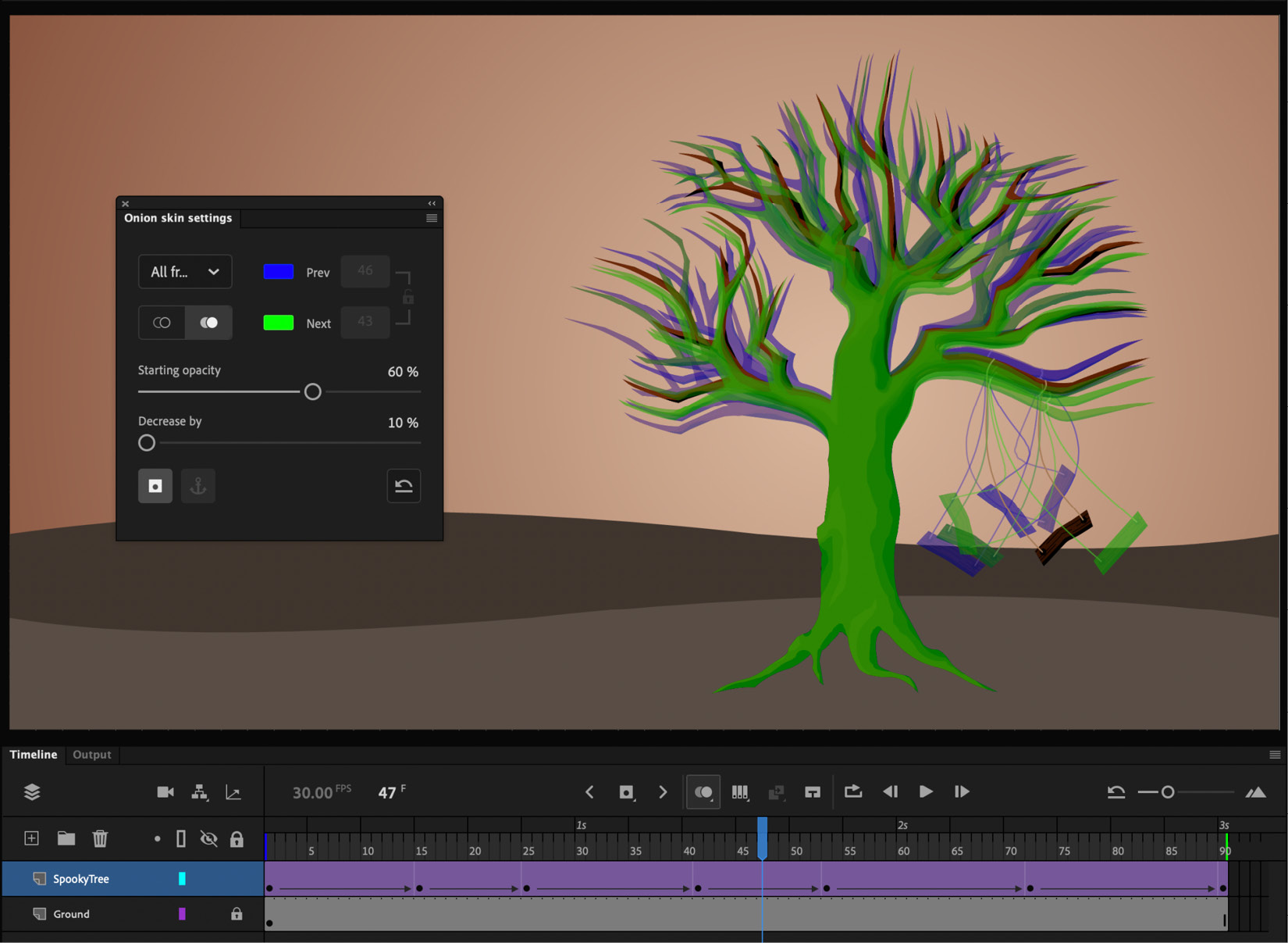 Figure 9.43 – Onion-skin controls can help you adjust the rig positions
