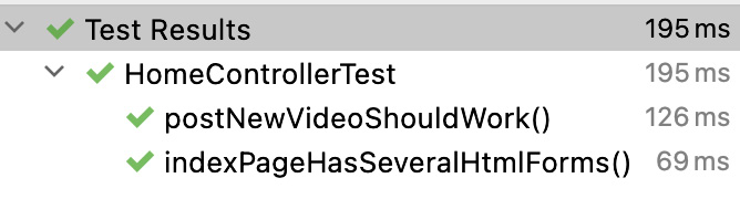 Figure 5.4 – Test results from HomeControllerTest
