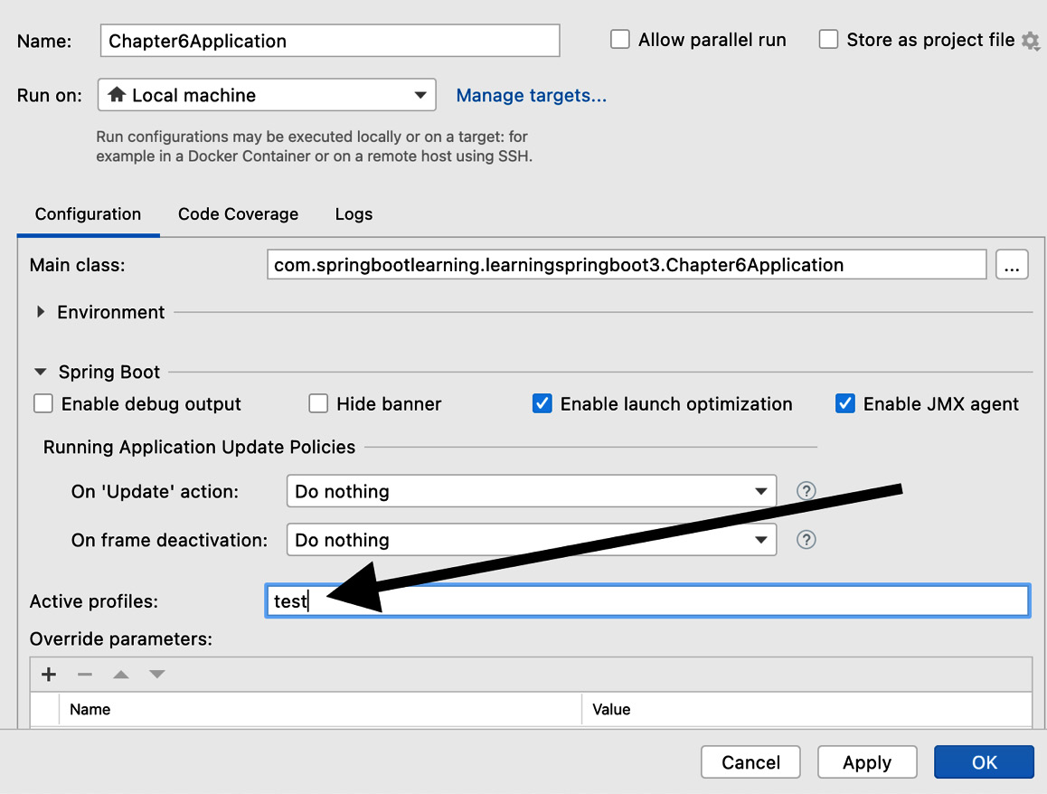 Figure 6.1 – IntelliJ’s Run dialog
