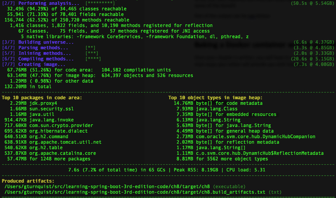 Figure 8.1 – Output from mvnw -Pnative clean native:compile
