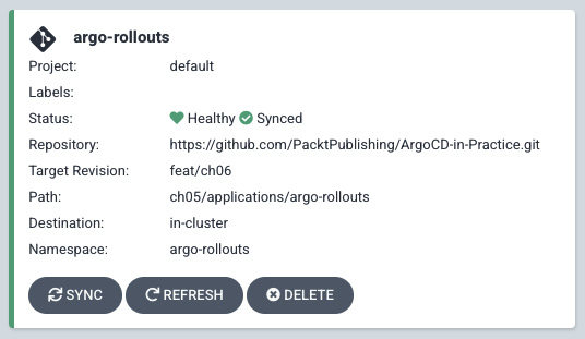 Figure 6.5 – Bootstrap cluster with Argo Rollouts and a demo app