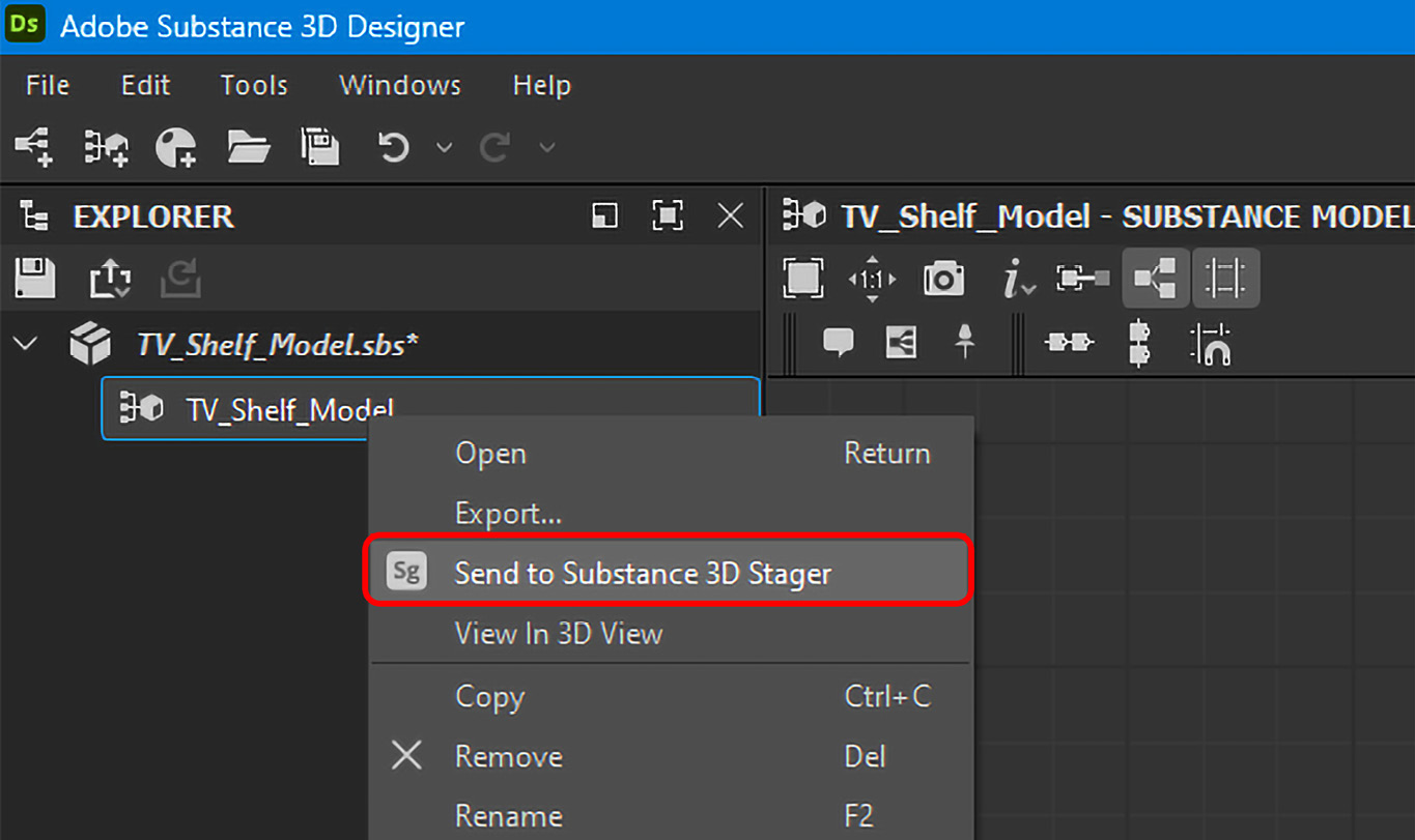 Figure 14.5 – Sending a Designer file to Stager
