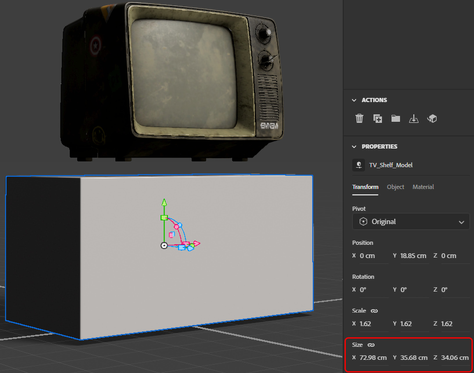 Figure 14.7 – Rescaling TV_Shelf_Model
